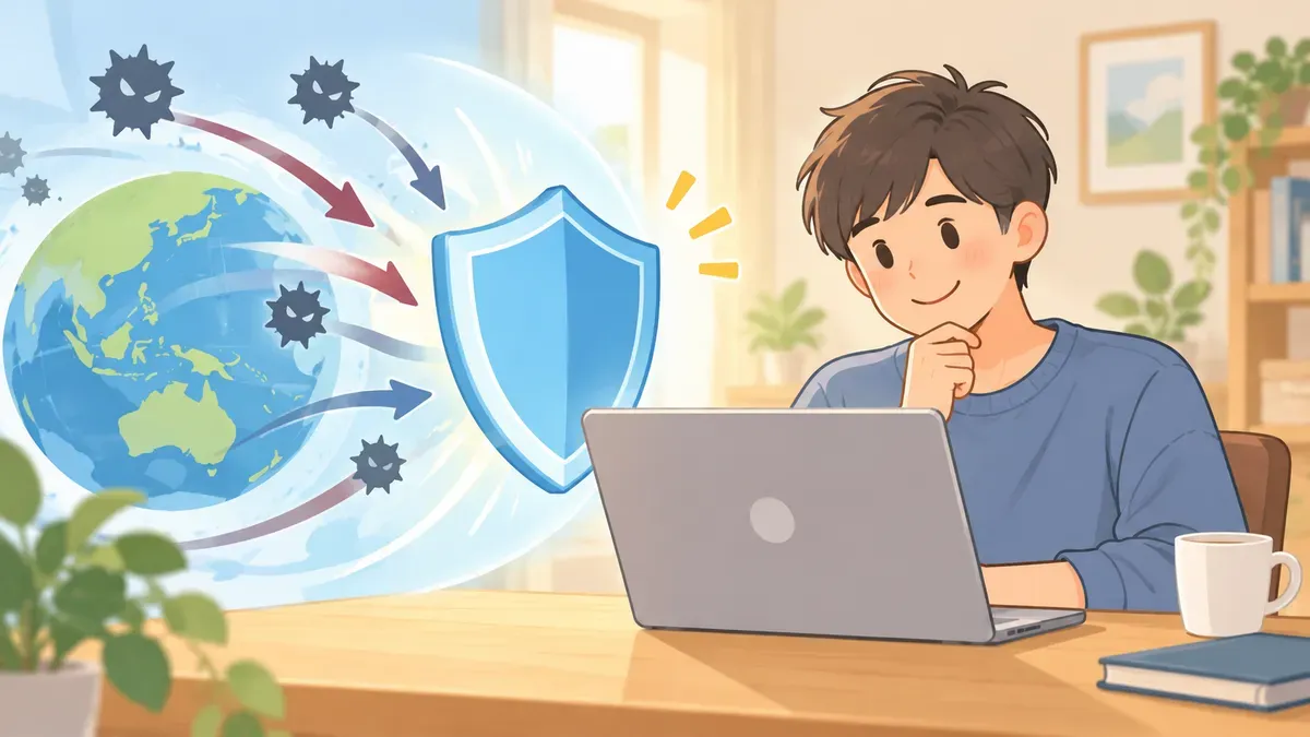 守りの盾に通信が止められるイメージ