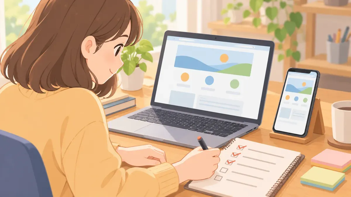 引っ越したサイトの表示をスマホとPCで確かめる人
